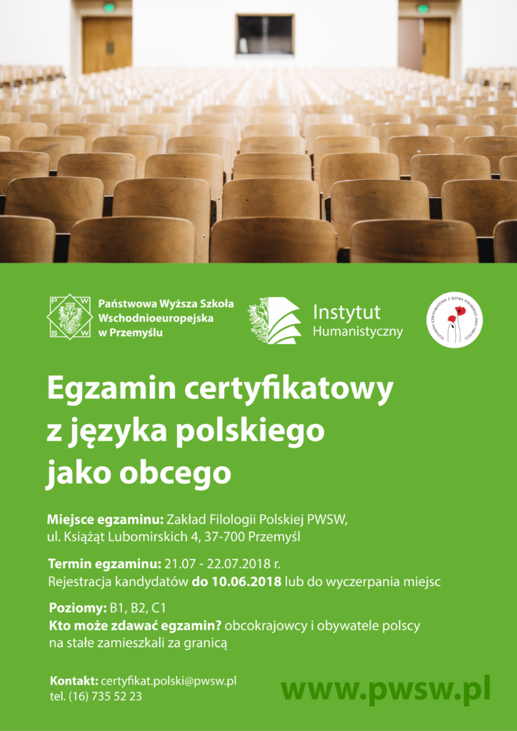 Egzamin certyfikatowy z języka polskiego jako obcego &#8211; od lipca w PWSW!