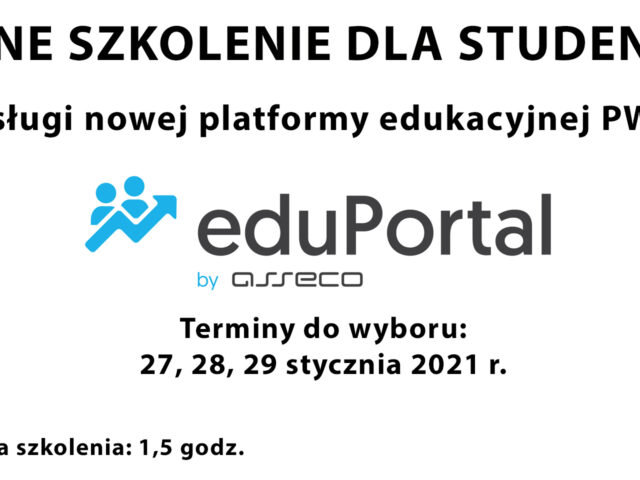 ZDALNE SZKOLENIA DLA STUDENTÓW z obsługi nowej platformy edukacyjnej PWSW